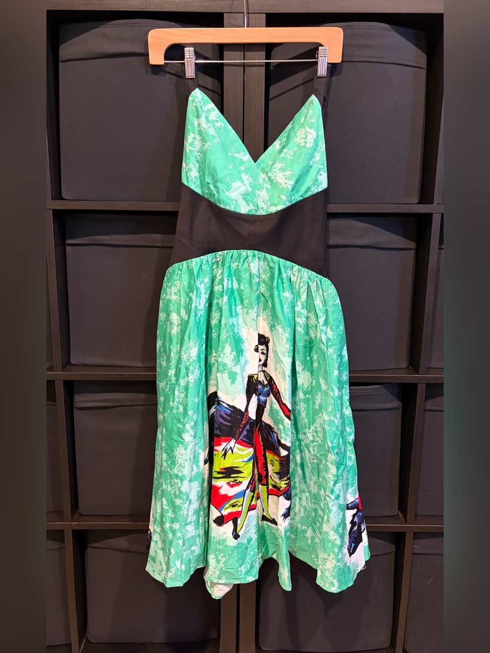 Pinup Couture Micheline Pitt Halter Dress In Dancing Matador Print Size S NWOT